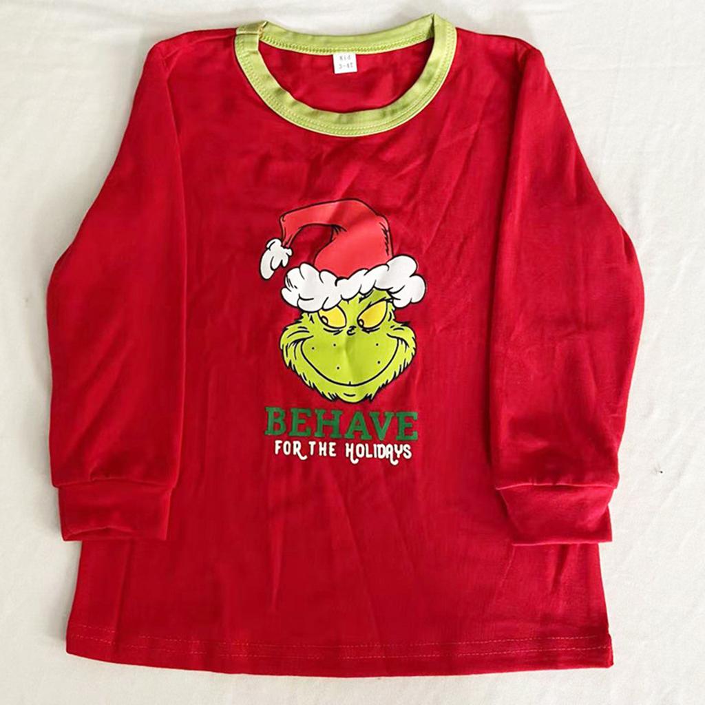 Christmas Family Matching Pajamas Set, Mother Child Baby Cartoon Print Pajamas Home Clothes Set