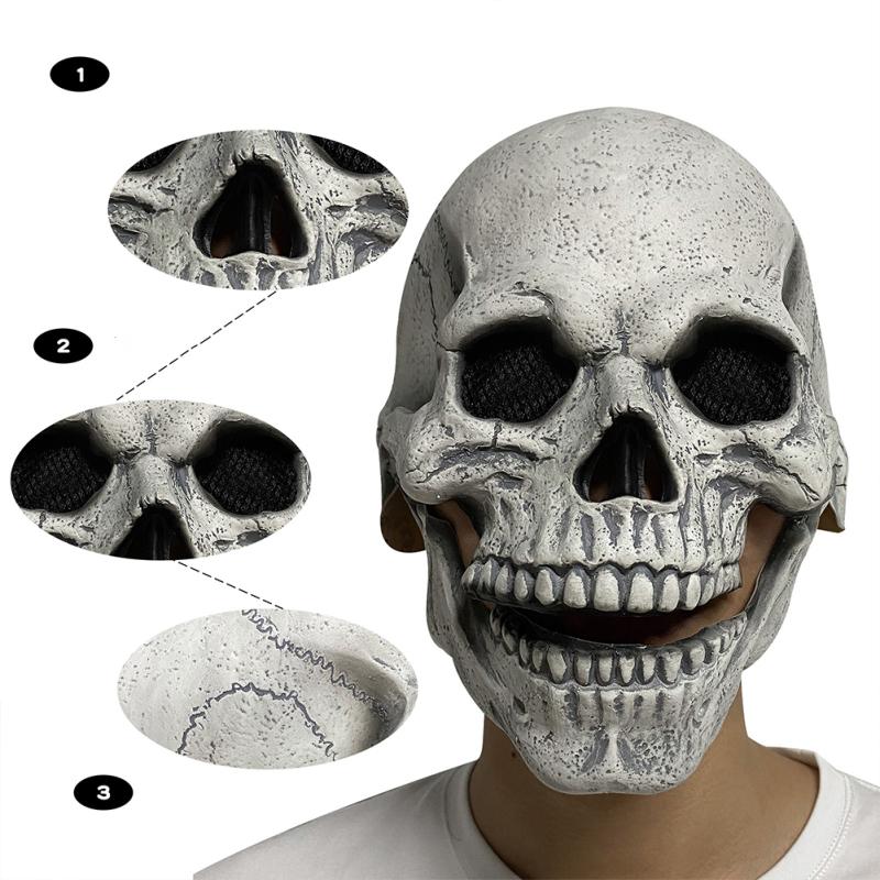 Halloween hororová maska ​​Čelist Ústa Pohyblivá lebka Latexová maska ​​Skull Cosplay Rekvizity