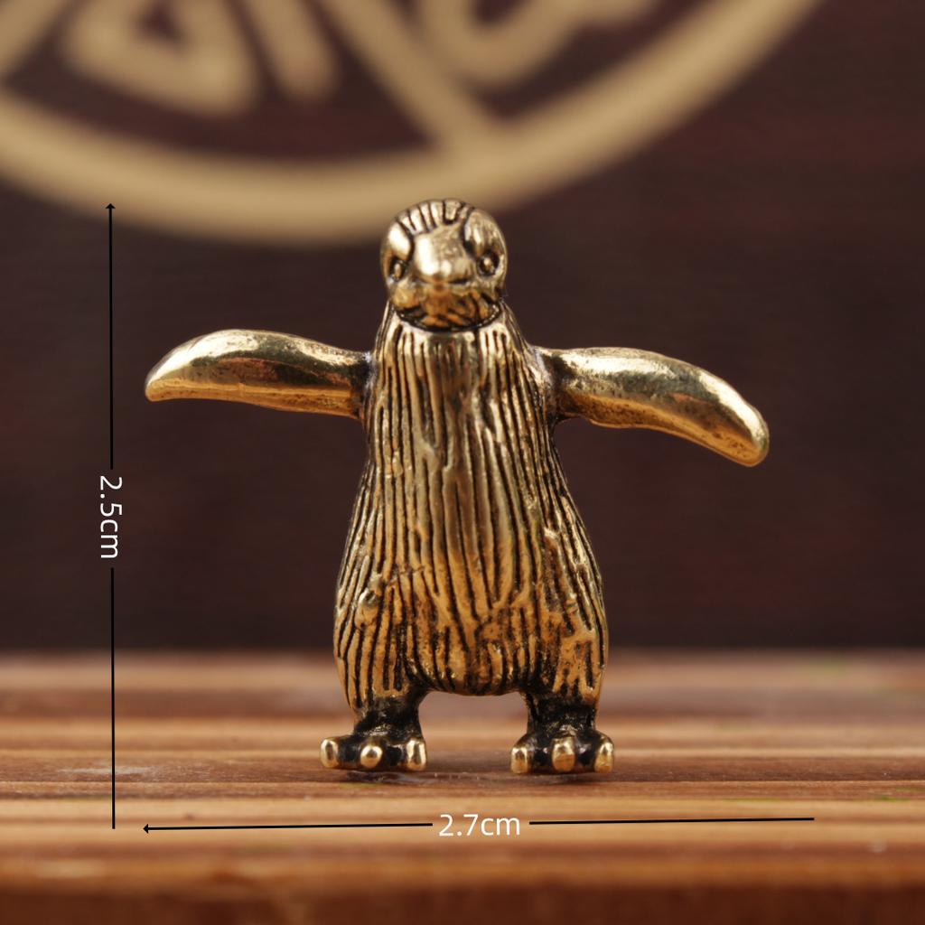 Funny Brass Standing Little Penguin Statue Desktop Decorative Trinkets Creativity Marine Animal Cute Craft Collection Children