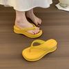 Wedge heel high heel silver pinch flip-flops women's shoes wear thick-soled heightening shoes sandals