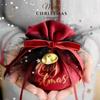 LINLIN Christmas Candy Bags, 2 Pcs Christmas Velvet Gift Bags Pouches with Drawstring Small Candy Bags for Christmas Party Snack Gift Ornaments