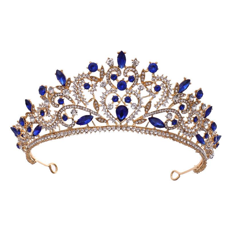 DIEZI Luxury Elegant Purple Pink AB Crystal Flower Tiara Crown For Women Bridal Bride Queen Headbands Hair Wedding Accessories