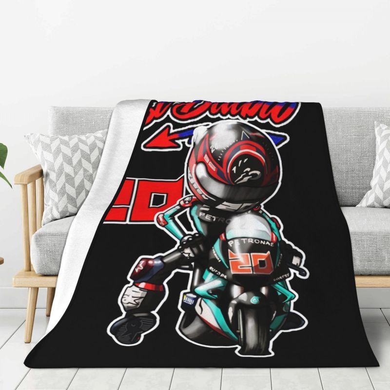 Custom 3D Printed Fabio Quartararo Blankets Comfortable Soft Flannel Autumn Motorcycle Racer Throw Blanket for Sofa Outdoor Bed 130x150cm