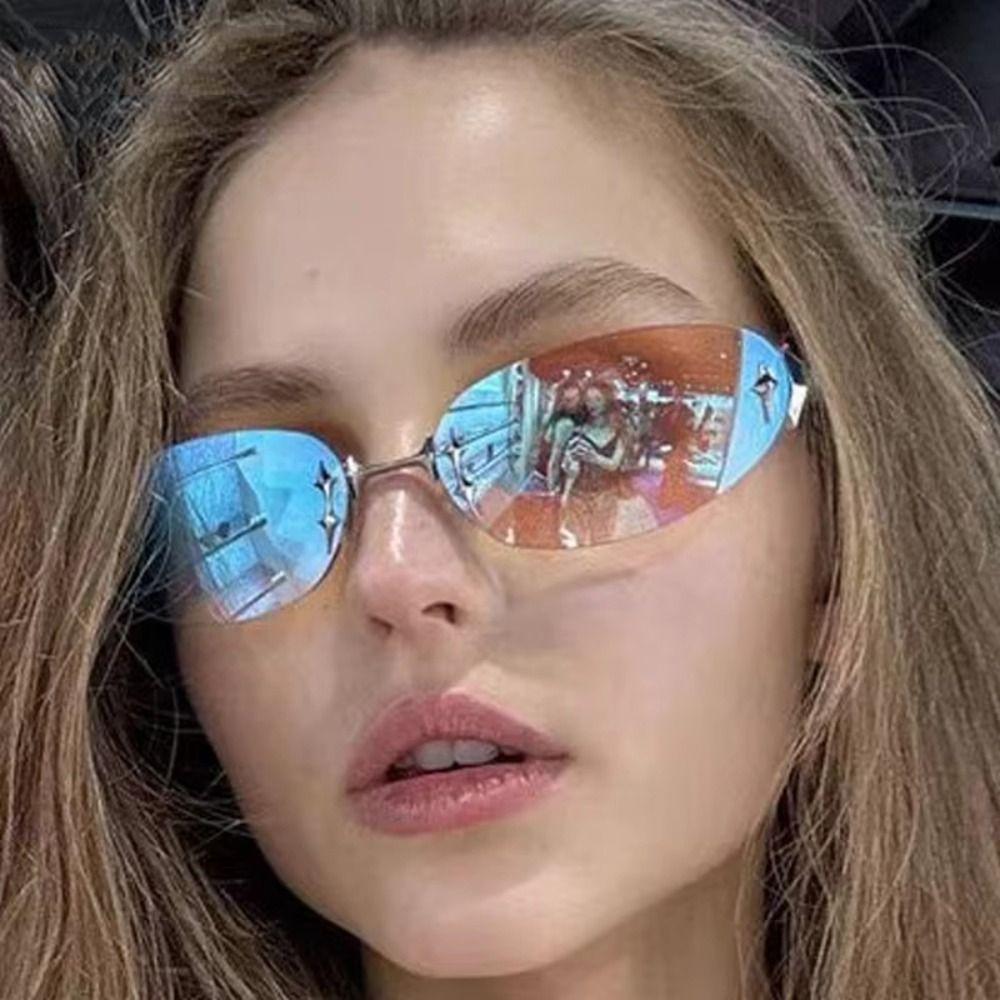 UV Protection Frameless Sunglasses Trend Punk Eyeglasses Cool Retro Eyeglasses Streetwear