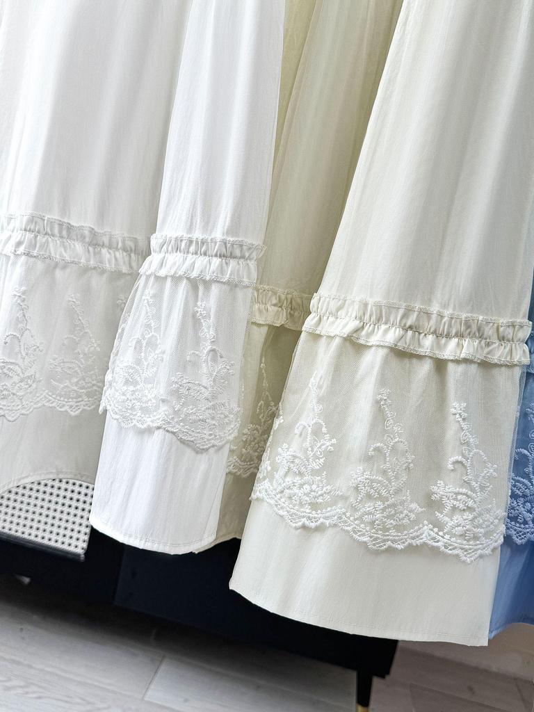 Spring/Summer 2026: Women's High-Waist Layered A-Line Ruffled Lace Skirt