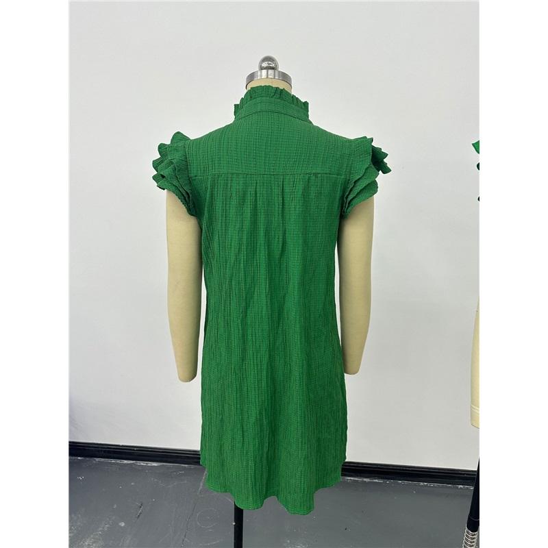 Women's Ruffled Sleeve V-Neck Mini Dress Casual Loose Fit Summer Dress