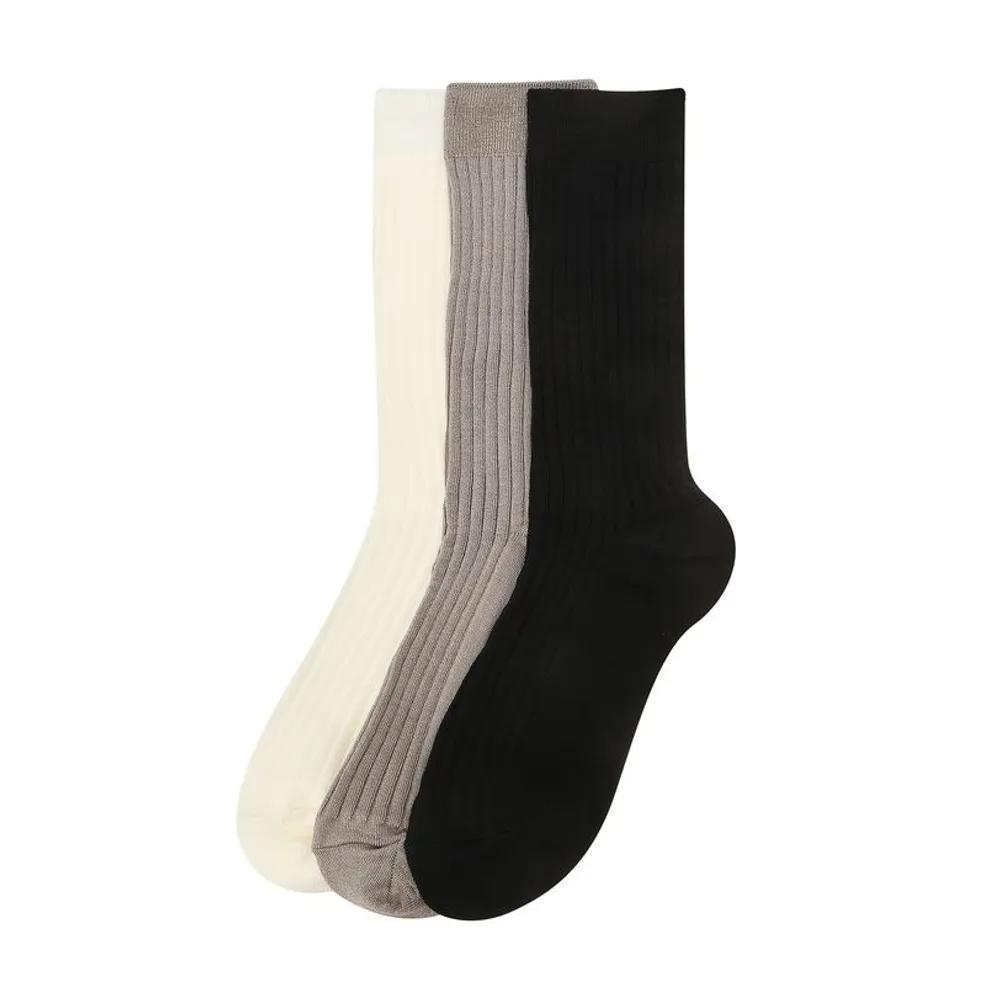 [25FW] Women s Logo Label Ribbed Mid-calf Socks 3-Piece Set JASS5F020I2
