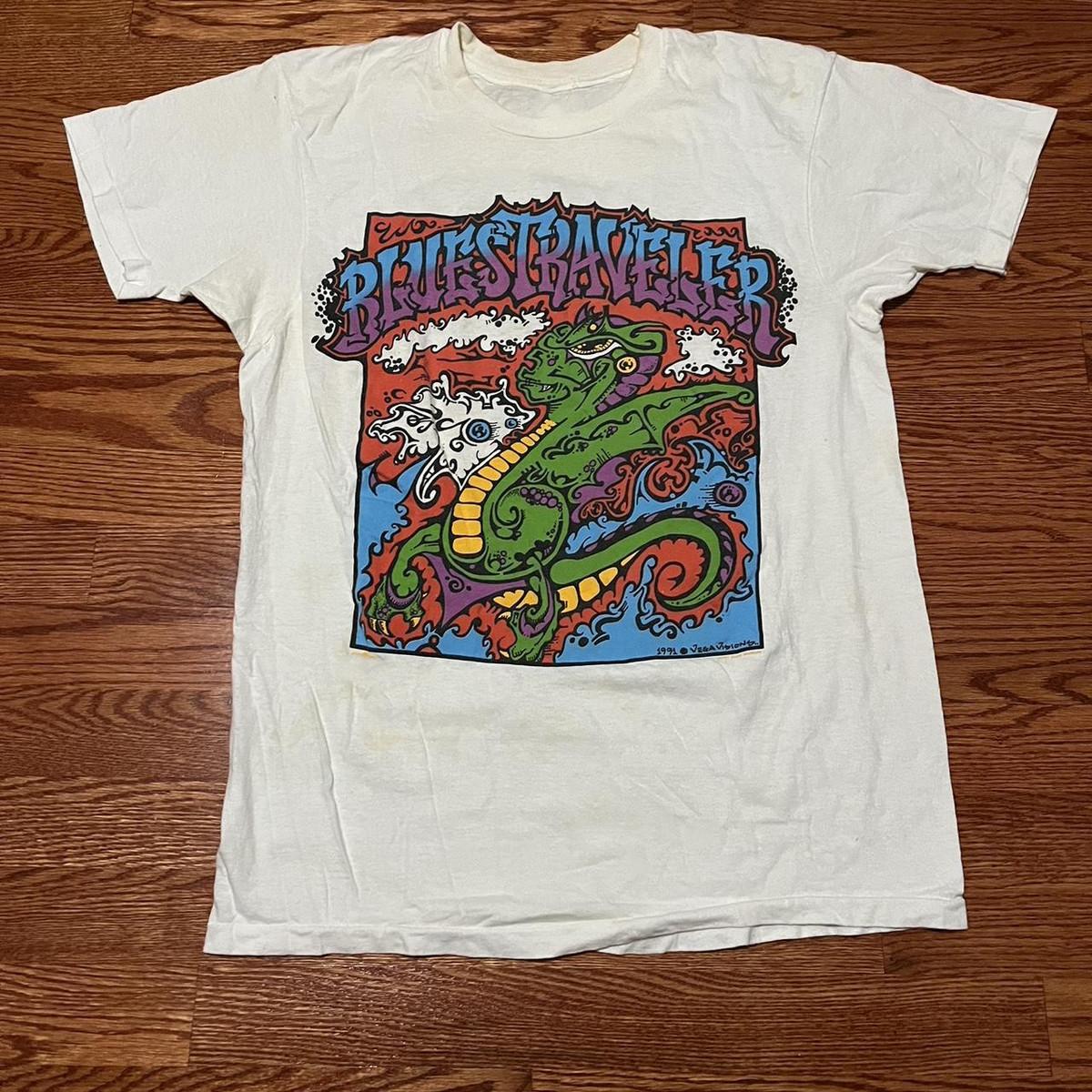Vtg Blues Traveler Band Short Sleeve Cotton White T Shirt For Men UR097 L