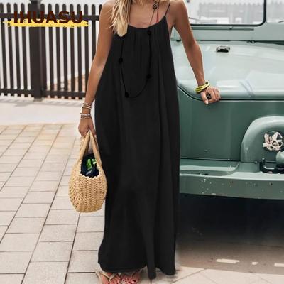 Fashion Summer Spring Solid Color Print Sleeveless  Casual Dresses