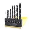 8-Piece High Carbon Steel Three-Point Woodworking Drill Bits Set (3-10mm) for Hand Drilling Wood Boards