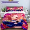 Set copripiumino 3 pezzi (1*Copripiumino + 2*Federe, Senza Nucleo),Set Biancheria da Letto con Stampa KPop Demon Hunters, Decorazione Camera da Letto, Stagione Unica, Regalo di Compleanno