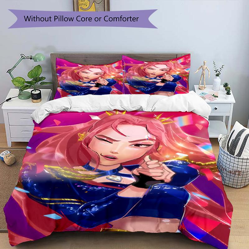 Set copripiumino 3 pezzi (1*Copripiumino + 2*Federe, Senza Nucleo),Set Biancheria da Letto con Stampa KPop Demon Hunters, Decorazione Camera da Letto, Stagione Unica, Regalo di Compleanno