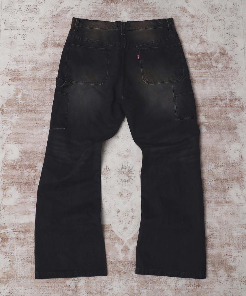 AREUBAN Raw Dyed Sagging Flare Pants_Purple Navy