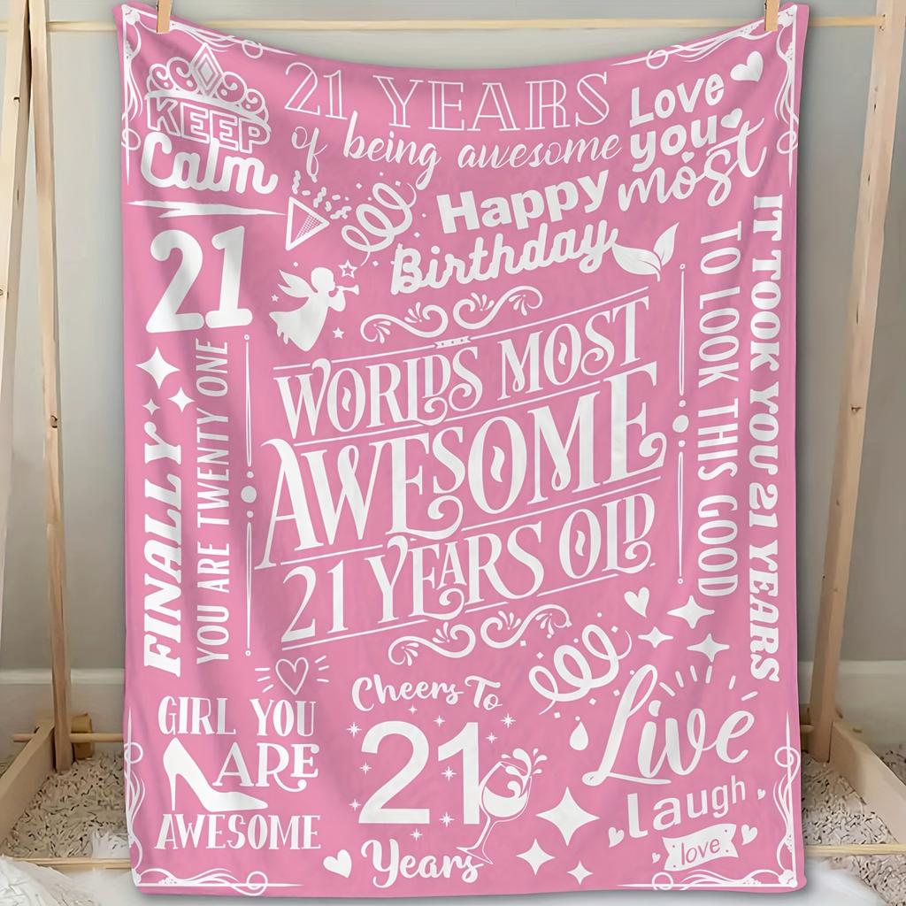 21st Birthday Celebration Art Blanket - Unique Special Milestone Gift Soft Warm All-Season Throw for Couch, Bed & Travel