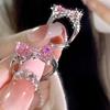 Princess's Castle. Pink Zircon Open Ring, High-end Girl Index Finger Ring, Cute