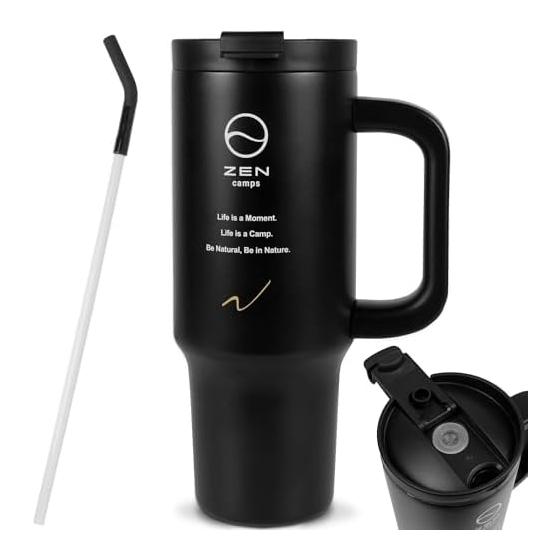 ZEN Camps Tumbler with Straw, 887ml Water Bottle, Large Capacity, Portable, Straw, Vacuum Insulation, Heat Retention, Cold Retention, Comes with Lid,