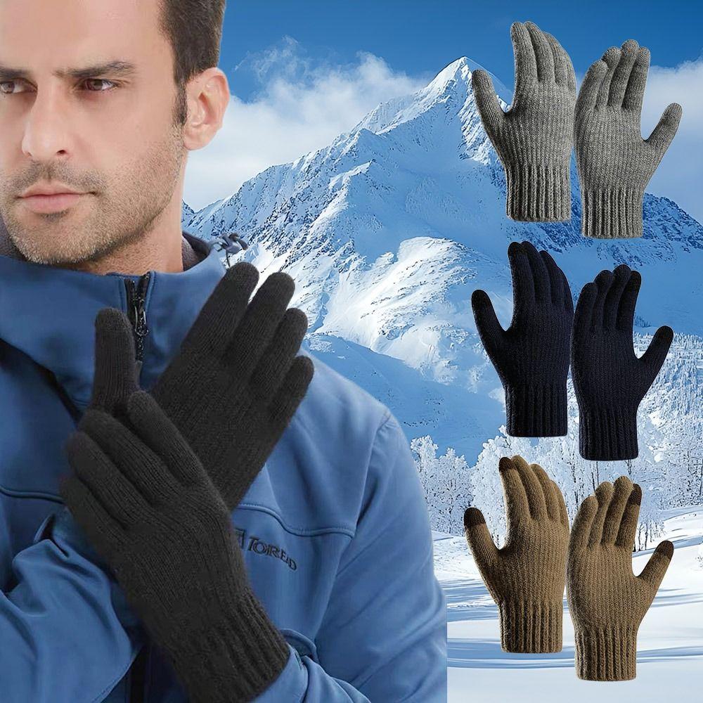 

Thicken Men Gloves Solid Color Touch Screen Gloves New Men Business Gloves темно-сірий колір