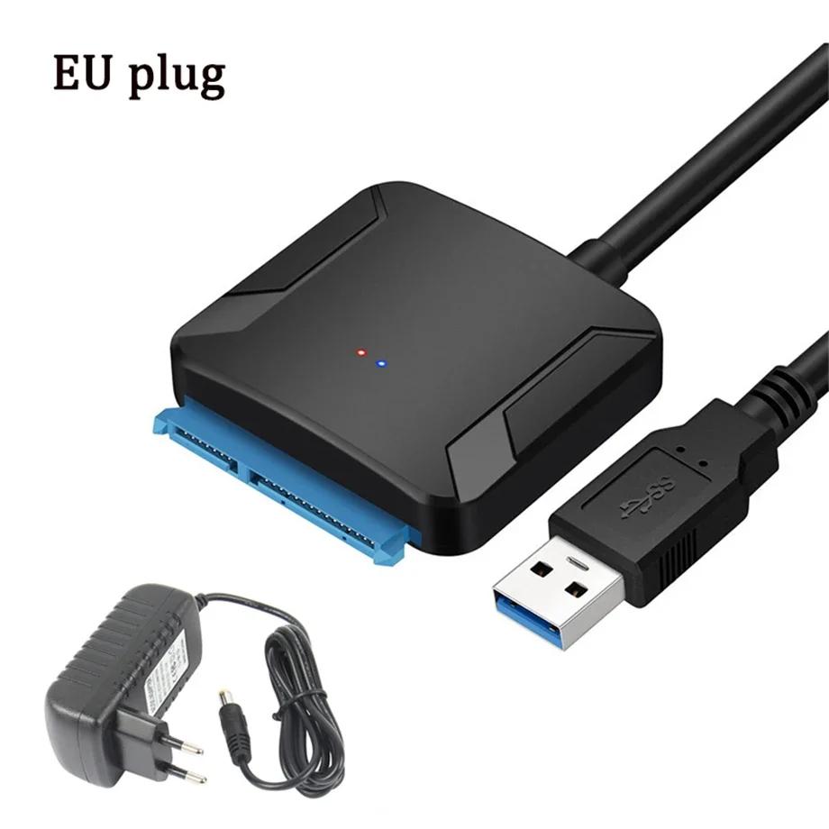 USB 3.0 Adapter Cable for 2.5" 3.5" HDD SSD Hard Drive 5Gbps External Converter with 12V Power Adapter USB 3.0 To SATA Converter