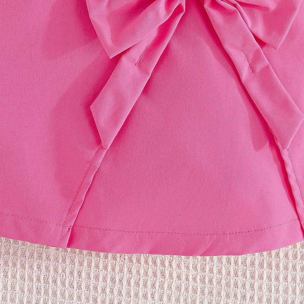 Neues Mädchen-Top mit Fledermausärmeln und Schleife + Kurzer Rock Set + Hut Süßes Mode-Set