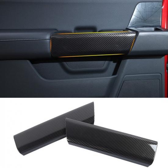 Black Carbon Fiber Rear Interior Door Handle Cover Decor Trim For Ford F150 21+