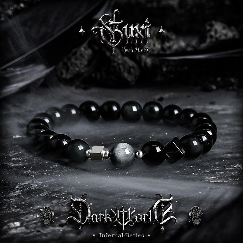 

Гуси Ретро Тигровый глаз Бусина Орнамент Парный Браслет Dark month 8mm size S 15-16cm]