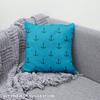 Royal Velvet Fabric Polyester For Sewing - Motif Anchor On Blue