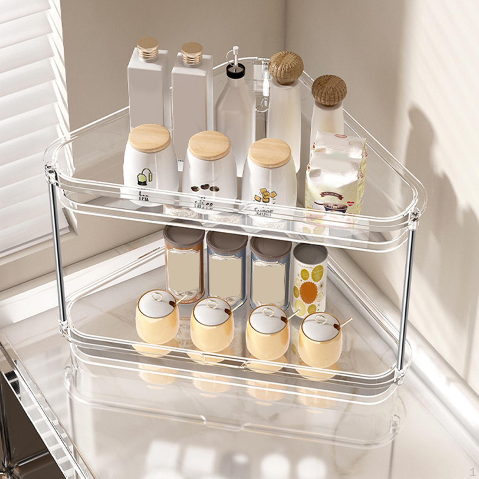 

2-х уровневый органайзер для столешницы в ванной комнате, кухонная стойка, держатель для комода, полка для туалета Transparent