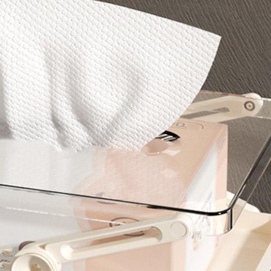 Clear Tissue Box Holder Spring-loaded Tissue Dispenser Transparent Desktop Tissue Box Cover for Home Office Bathroom Car
