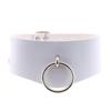 DIEZI Harajuku Bílý PU Kožený Kroužkový Choker Náhrdelník Pro Ženy Muže Vintage Gotický Hip Hope Nastavitelný Límcový Náhrdelník Šperky