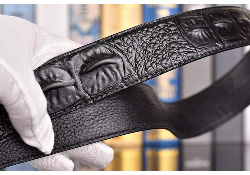 Crocodile Pattern Headless Men's Leather Belt, Perforated Belt Strip, Genuine Top-Layer Cowhide.