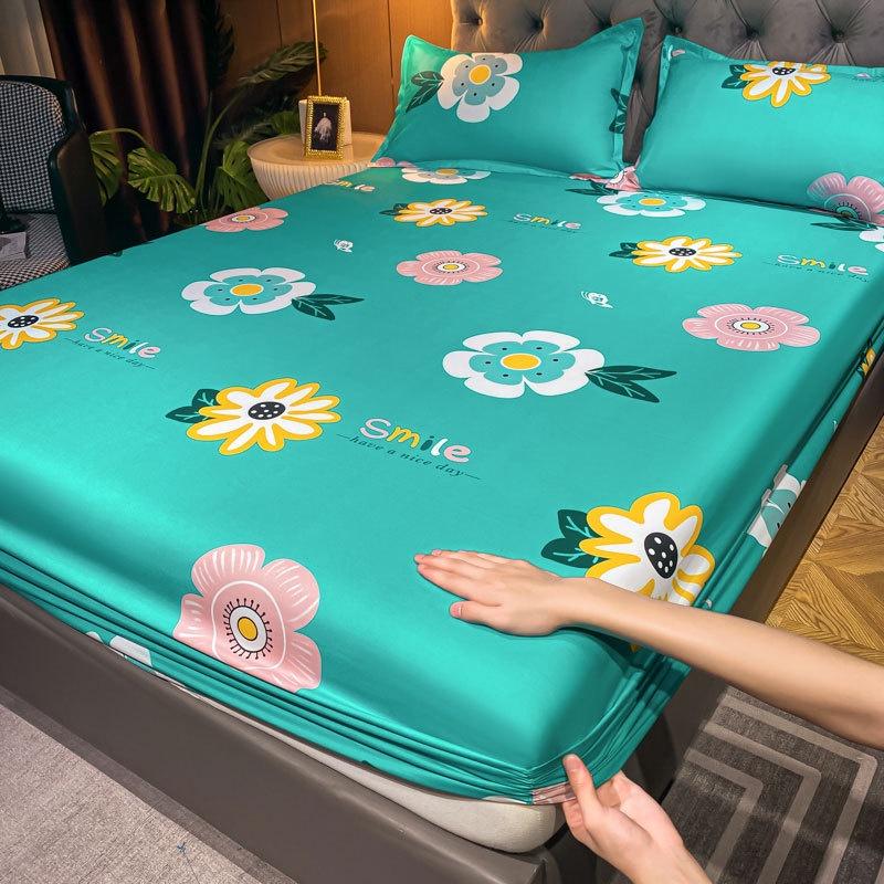 New Skincare Wash Cotton Matte Fitted Sheet Summer Refreshing Bed Cover Mattress Protector Cover Single Double Single Fitted Sheet