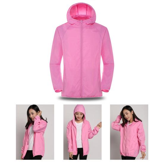 Bunda do větru s kapucí, dlouhým rukávem, stahovacími manžetami, kapsami, zapínáním na zip, pro muže a ženy, voděodolná, s ochranou proti slunci