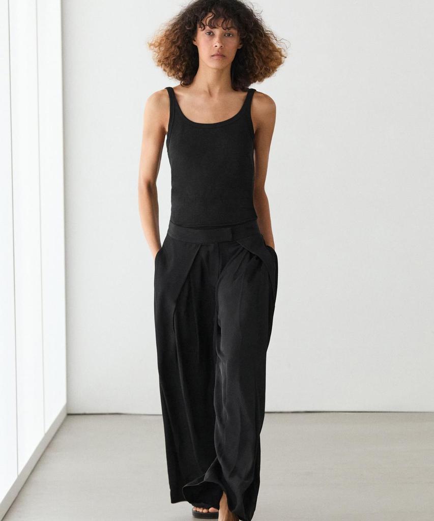 Masimodutti Pintuck Detail Satin Pants
