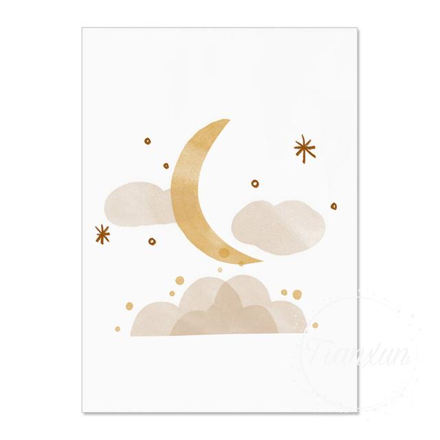 

Детская настенная живопись Солнце Звезды Луна Земля Постеры и принты Украшение детской комнаты Мультфильм Вселенная Картина для детской комнаты Постер без рамки 21*30cm No Frame