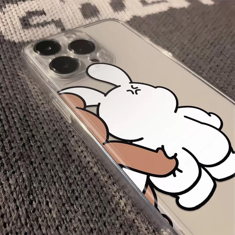 Cute bear applies to Apple iPhone13/14/15 mobile phone case rabbit back 12/11/XR space case 7