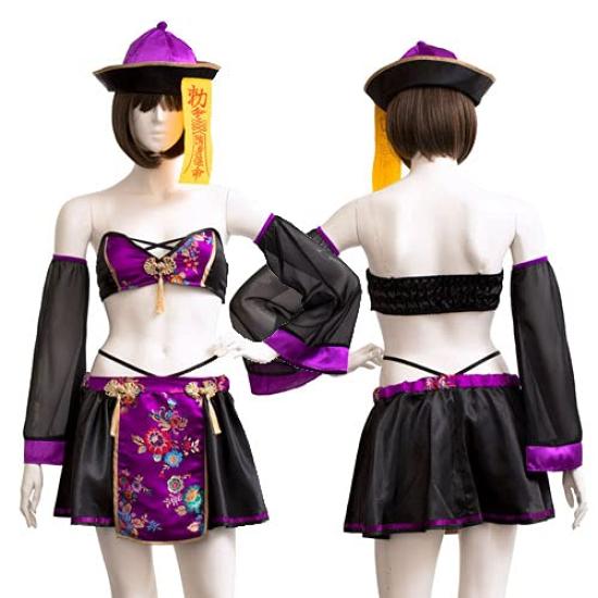 SugarWhip Cosplay Halloween Combat Jiangshi Purple Fancy Dress Costume [Clear Stone] Women's