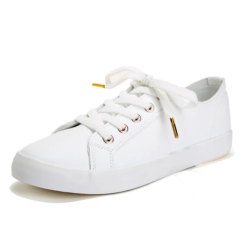 Fashion New Leather White JK Sneakers High-quality Leather Breathable Casual Shoes Student Lace-Up Flat Sports Shoes Women Canvas Shoes