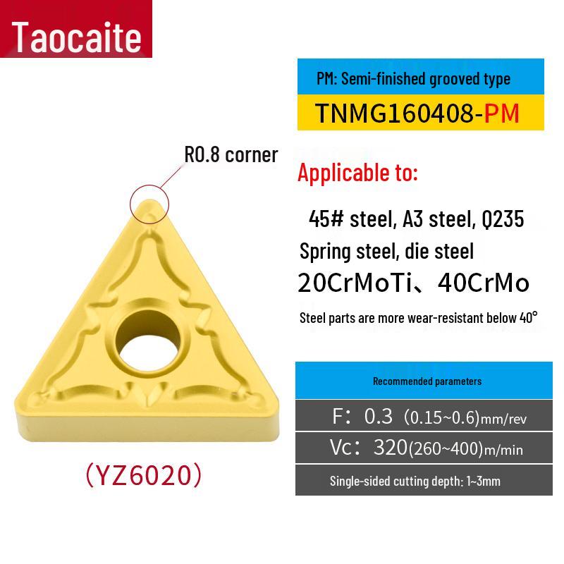 CNC Lathe Double-Sided TNMG160404/08 Triangular Insert for OD/ID Clamping