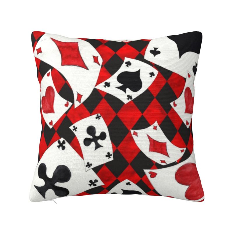 Playing Card Pillow Home Decorative Fashion Game Poker Players Cushion Decoration Salon Square Pillowcase 30x30cm 12x12in