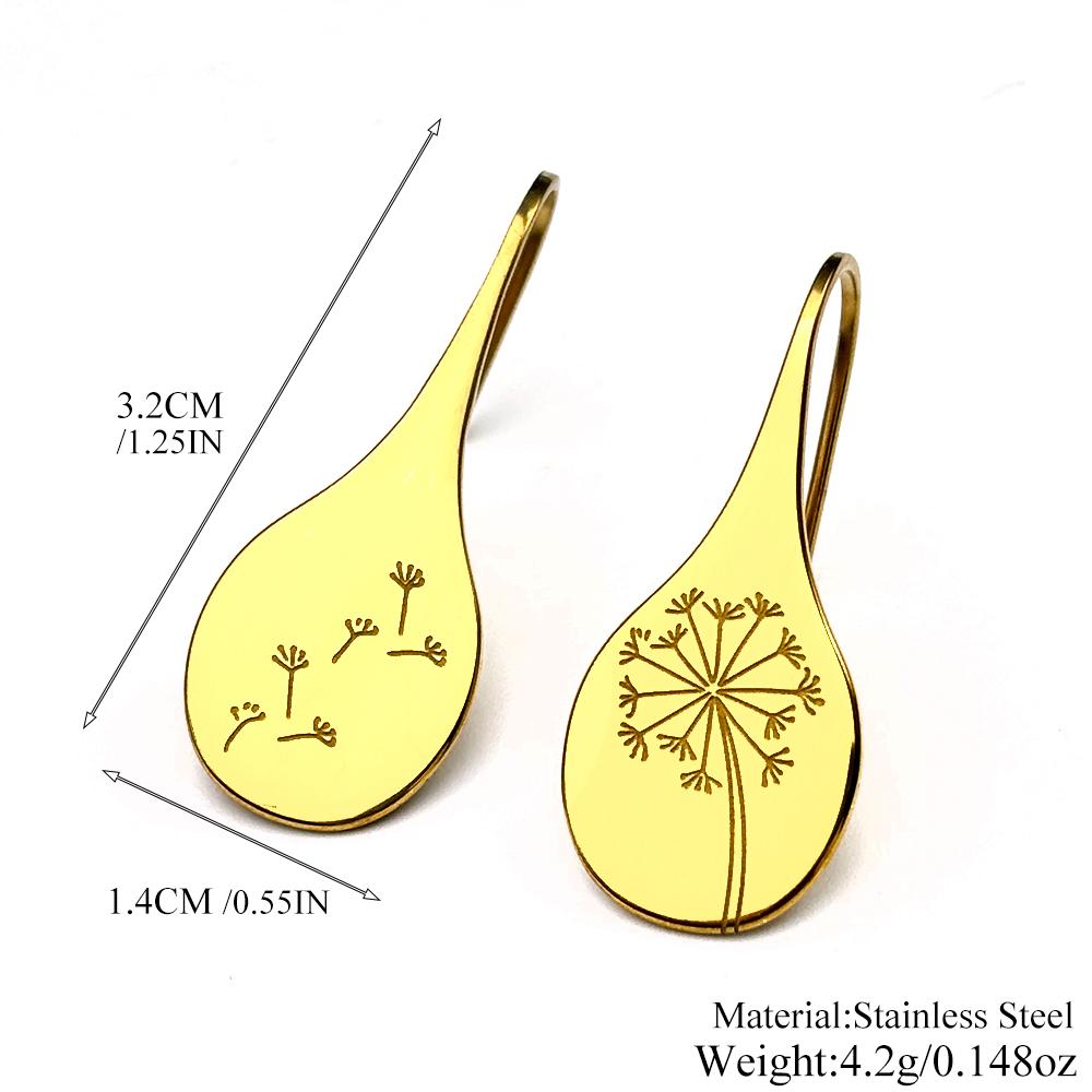 Schnitzblume Löwenzahn Hängeohrring für Damen Edelstahl Weibliche Eleganz Verlobung Hochzeit Schmuck Statement Ohrringe