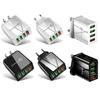 QC3.0 Multi-Port Fast Charger: 4 USB Ports, 5V/9V/12V, US & EU Plug, Travel Friendly.