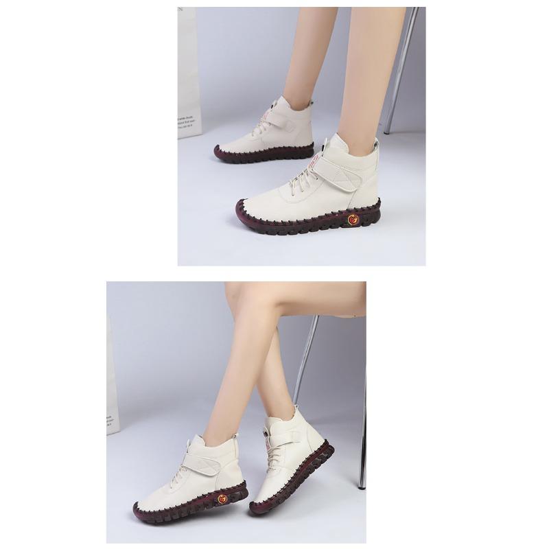 Hand-sewn buty na deskę z wysoką cholewką i miękką podeszwą w dużych rozmiarach do handlu zagranicznego, damskie aksamitne buty bawełniane sznurowane na grubej podeszwie z zapięciem na rzep