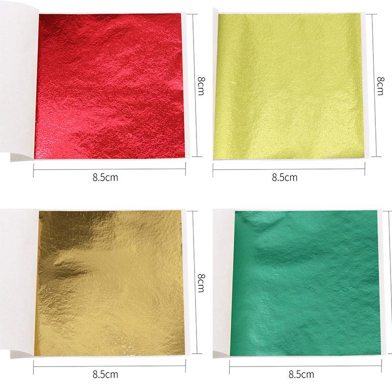 100 Stück/10 Farben Kunsthandwerk Imitation Gold Silber Kupferfolie - Vergoldung Metallblatt Blätter Bögen DIY Handwerk Dekor Designpapier