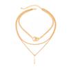 Fashion Office Style Rhinestone Buckle Double Ring Necklace, Unique Versatile Multi Layer Stackable Choker For Women