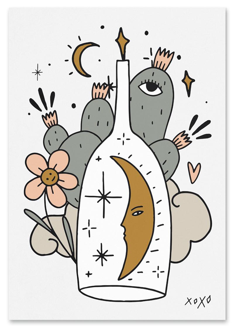 

Plakat ilustracja księżyc kaktus 30x40 cm