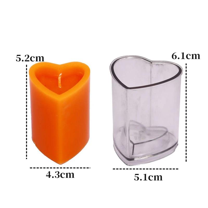 3D Heart-shaped Cylinder Candle Mold DIY Love Candle Making Tool PC Acrylic Plastic Mold Kit Home Decor Gift for Valentine's Day