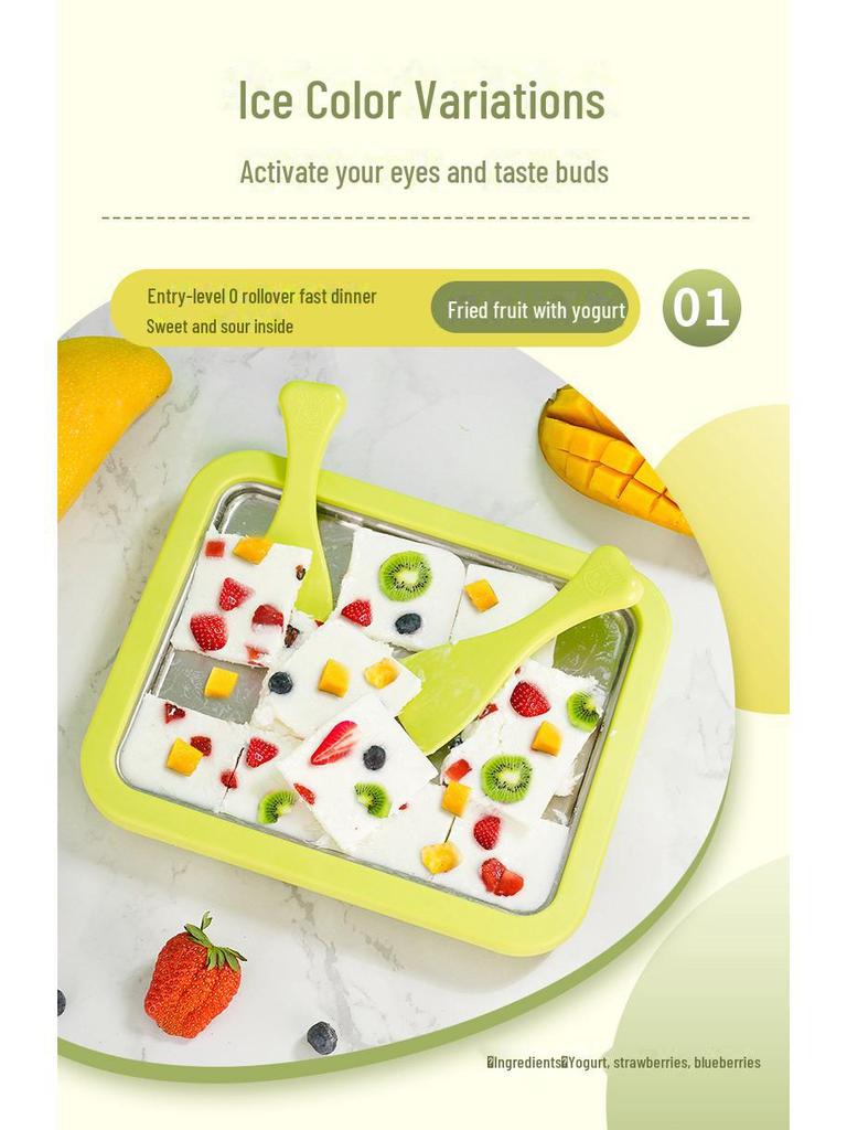 DIY Fried Yogurt & Ice Cream Maker - Home Use, Kid-Friendly Ice Tray, 304 Stainless Steel