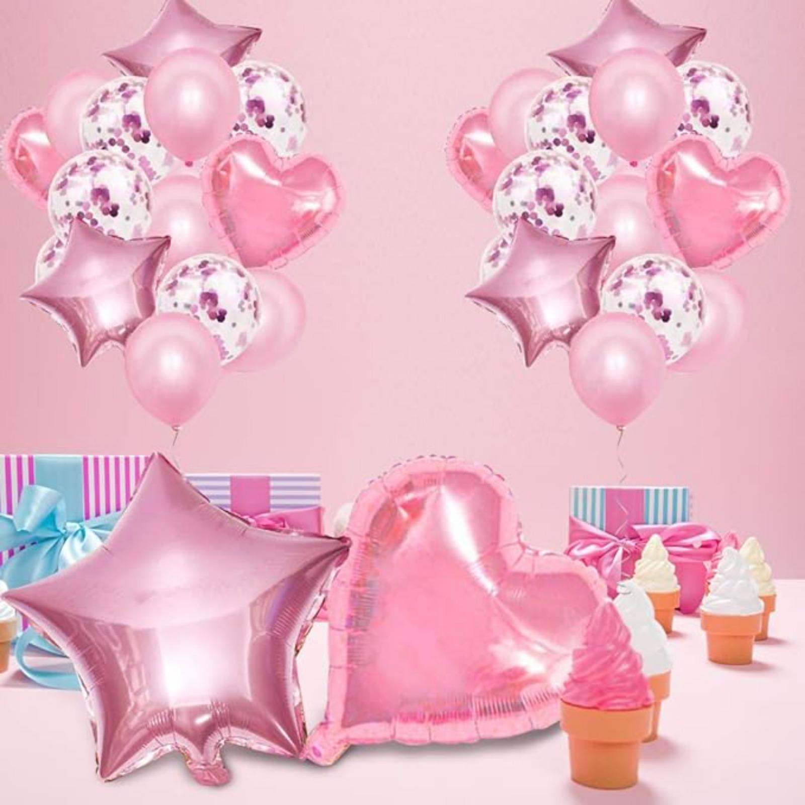 

28Pcs Balloon Happy Birthday Party Decorations Confetti Balloons 18 Star Heart Foil Balloons Wedding Decorations Helium Ballons Girl Boy Baby Shower рожевий