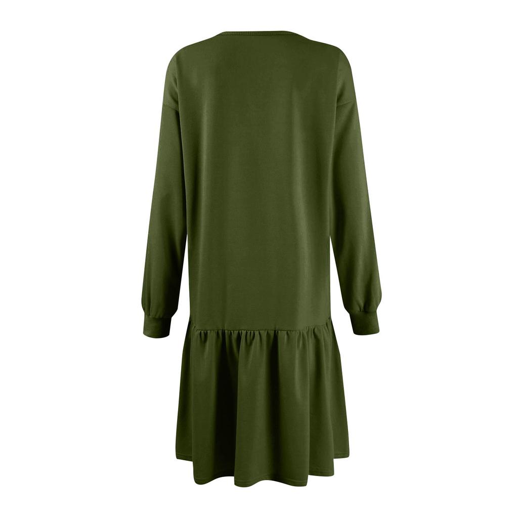 Women's  Long Sleeve Pullover Top Knit Ribbed Knit Patchwork Sweatshirt Dress Casual  Dresses