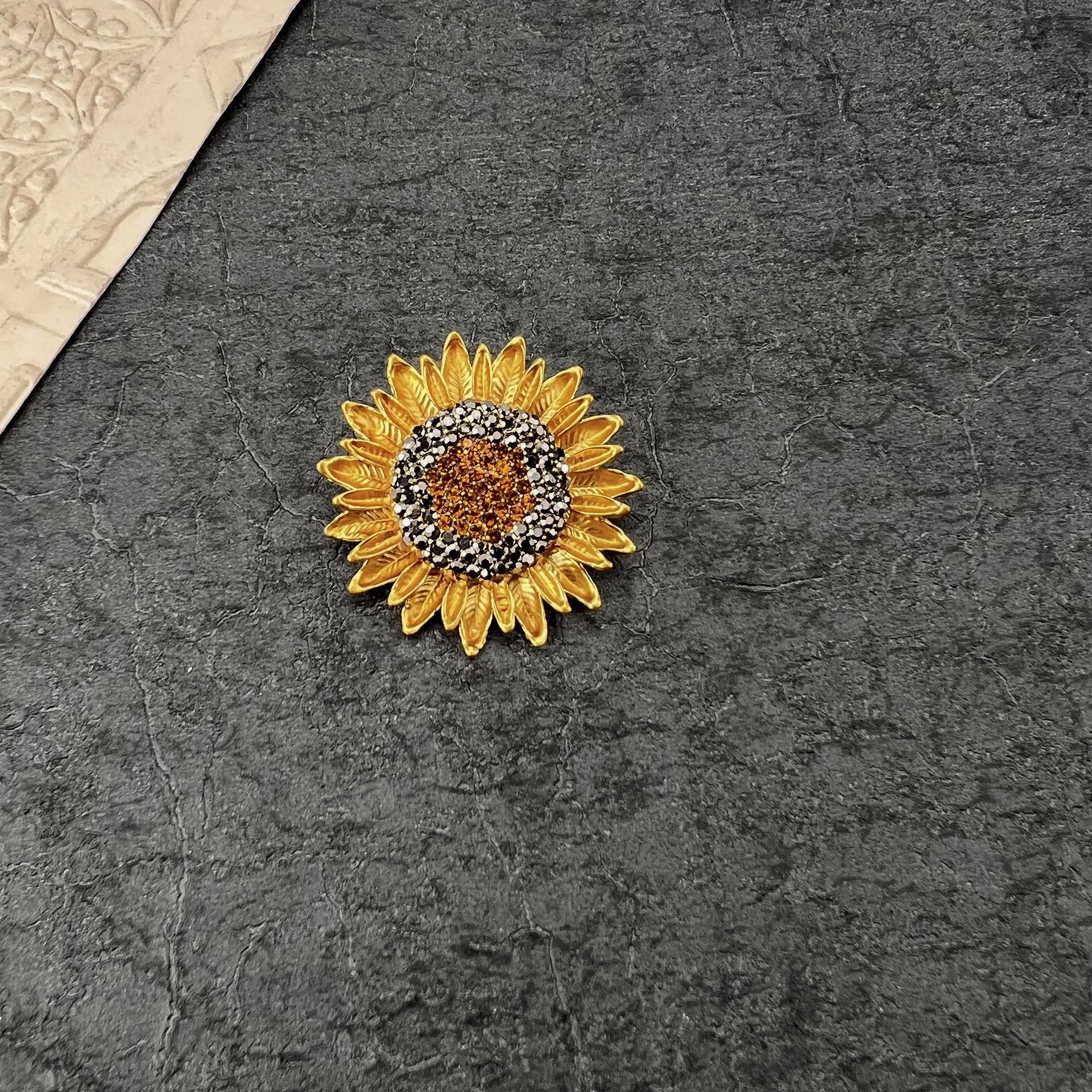 

Модная желтая брошь-булавка в стиле барокко с подсолнухом, винтажная эмалевая нашивка, аксессуары, винтажная брошь с росписью
